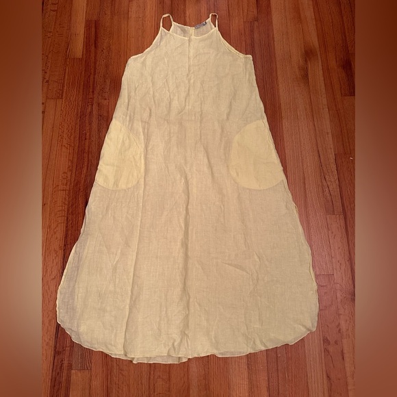 Laura Bianchi Maxi Tank Dress Women Small  Gray Slide Slit Linen Italy ¥¥ - Picture 2 of 13